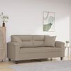 vidaXL Dvivietė sofa su pagalvėmis, taupe, 140cm, mikropluo&scaron;to audinys
