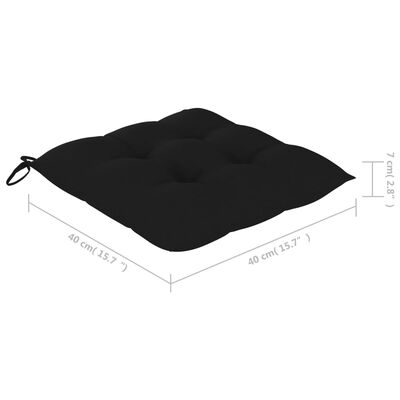 vidaXL Bistro komplektas su juodomis pagalvėlėmis, 3 dalių, tikmedis