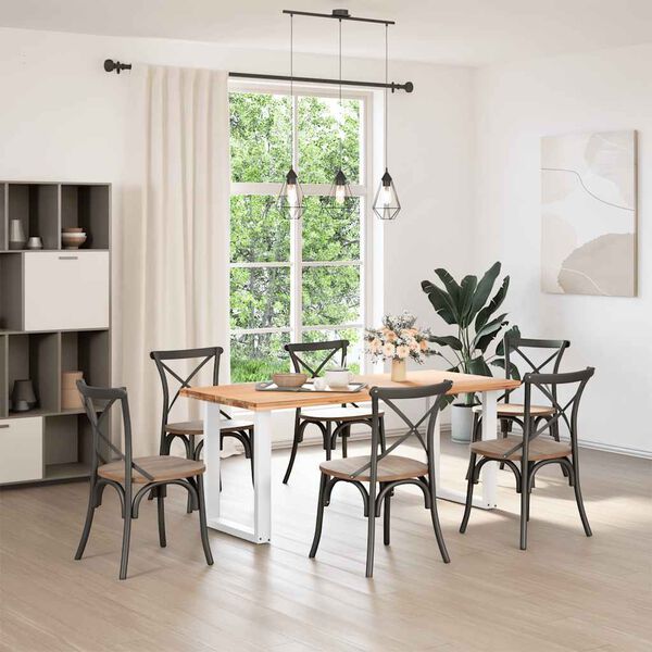 vidaXL Valgomojo stalo kojelės, 2 vnt., baltos, 60x(72-73) cm, plienas, U formos