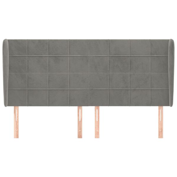 vidaXL Galvūgalis su auselėmis, pilkas, 203x23x118/128cm, aksomas