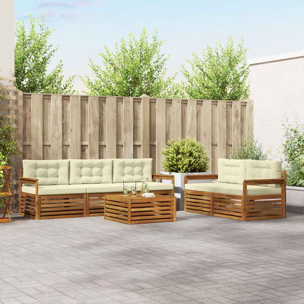 vidaXL Lauko sofos komplektas su pagalve 6 pcs Natūralus ir grietinėlė