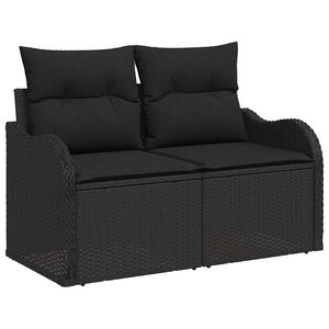 vidaXL Sodo sofa su pagalve Juoda 121 x 62 x 69cm poliratanas