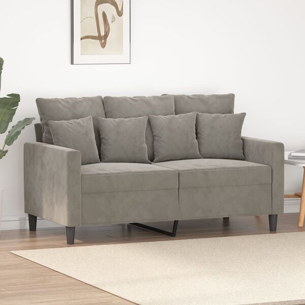 vidaXL Dvivietė sofa, &scaron;viesiai pilkos spalvos, 120cm, aksomas