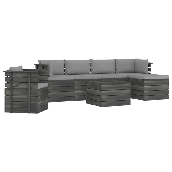 vidaXL Sodo komplektas i&scaron; palečių su pagalvėlėmis, 7 dalių, pu&scaron;is