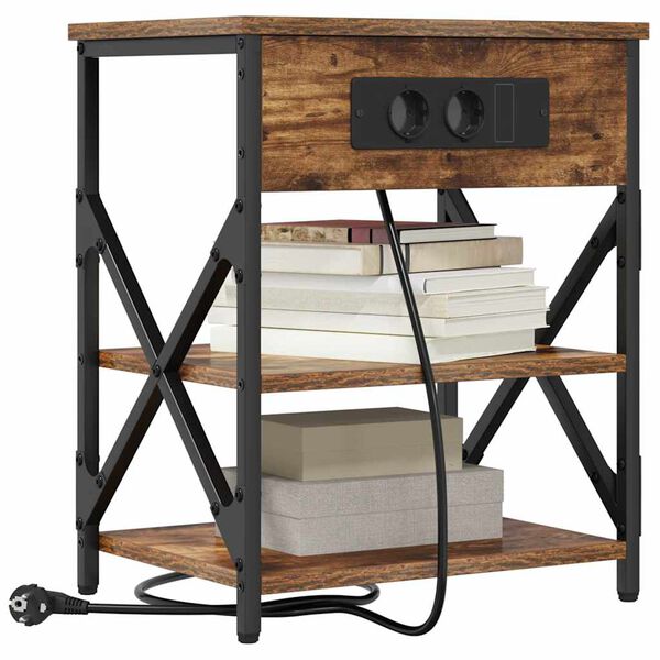 vidaXL &Scaron;alia lovos spintelė su lentyna Rūkyta ąžuolas 41 x 31 x 51 cm