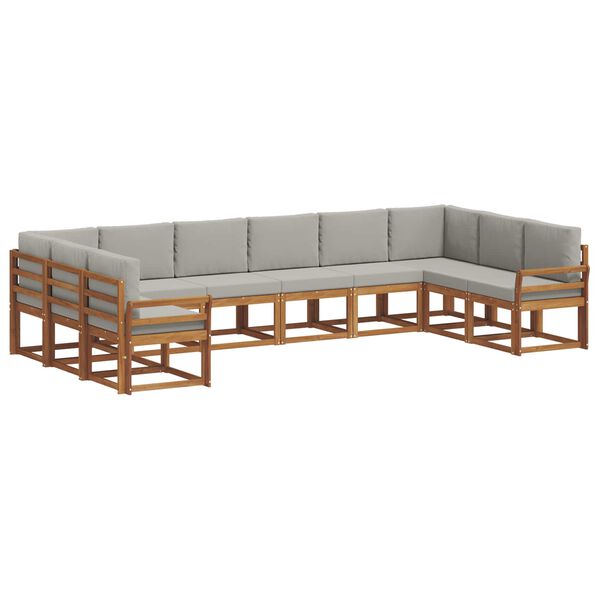 vidaXL Lauko sofos komplektas 10 pcs Natūrali ir &scaron;viesiai pilka