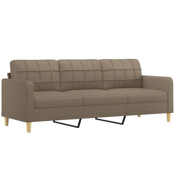 vidaXL Trivietė sofa su pakoja, taupe spalvos, 210cm, audinys