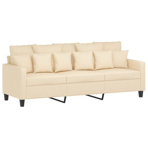 vidaXL Trivietė sofa su pakoja, kreminės spalvos, 180cm, audinys