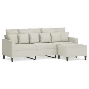 vidaXL Trivietė sofa su pakoja, kreminės spalvos, 180cm, aksomas
