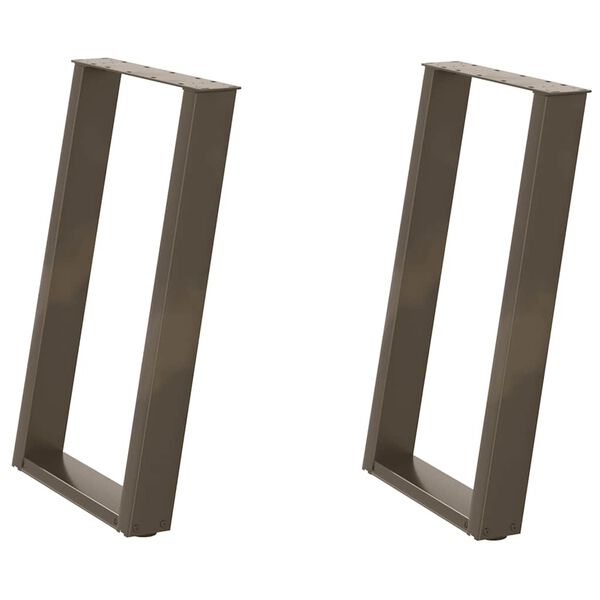 vidaXL Valgomojo stalo kojelės, U formos, 2 vnt., natūralus plienas, 60x(72-73) cm, plienas