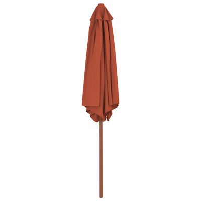 vidaXL Lauko skėtis su mediniu stulpu, terakota spalvos, 270 cm