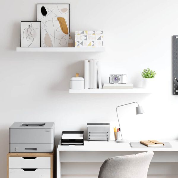 vidaXL Pakabinamos lentynos, 2vnt., baltos, 80x23,5x3,8cm, MDF