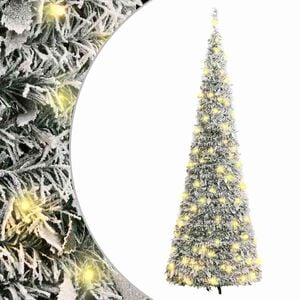 vidaXL I&scaron;skleidžiama dirbtinė Kalėdų eglutė su sniegu, 120cm, 50 LED