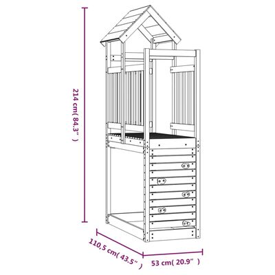 vidaXL Žaidimų bokštas su laipiojimo sienele, 53x110,5x214cm, eglė