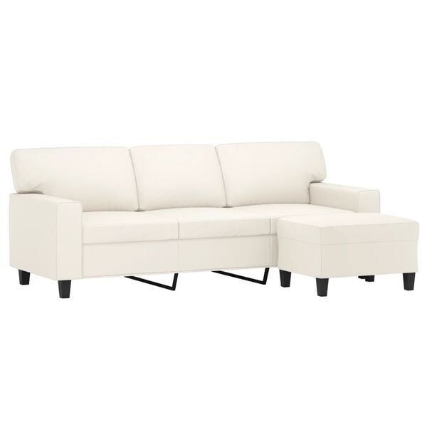 vidaXL Trivietė sofa su pakoja, kreminės spalvos, 180cm, dirbtinė oda