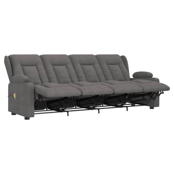 vidaXL Keturvietis atlošiamas masažinis krėslas, pilkas, audinys