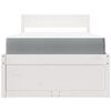 vidaXL Lova su stalčiais ir čiužiniu, balta, 100x200cm, pu&scaron;ies masyvas