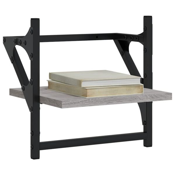 vidaXL Sieninės lentynos su skersiniais, 2vnt., pilkos, 30x25x30cm