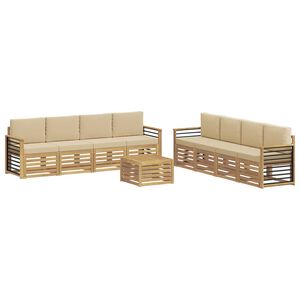 vidaXL Lauko sofos komplektas 9 vnt. 8 vietos Balta ir kreminė