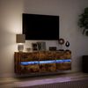 vidaXL Sieninė TV spintelė su LED lemputėmis, dūminė, 130x31x45 cm