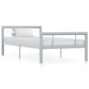vidaXL Lovos rėmas, pilkos ir baltos spalvos, 100x200cm, metalas