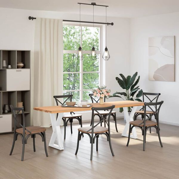 vidaXL Valgomojo stalo kojos, 2 vnt., baltos, 60x(72-73,3) cm, plienas