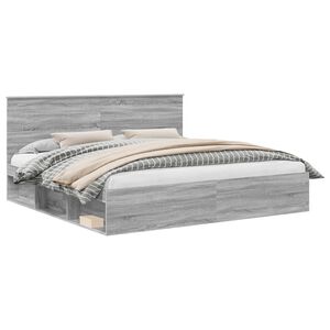 vidaXL Lovos rėmas Pilkas Sonoma 200 x 200 cm Kietos pu&scaron;ies mediena