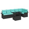 vidaXL Sodo Sofų Rinkinys su pagalve 7 pcs Juoda Poli ratanas