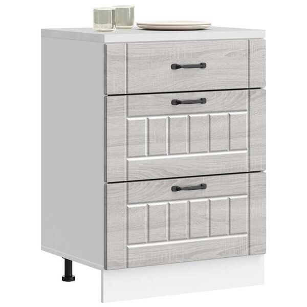 vidaXL Virtuvės spintelė, Lucca, pilka, apdirbta mediena