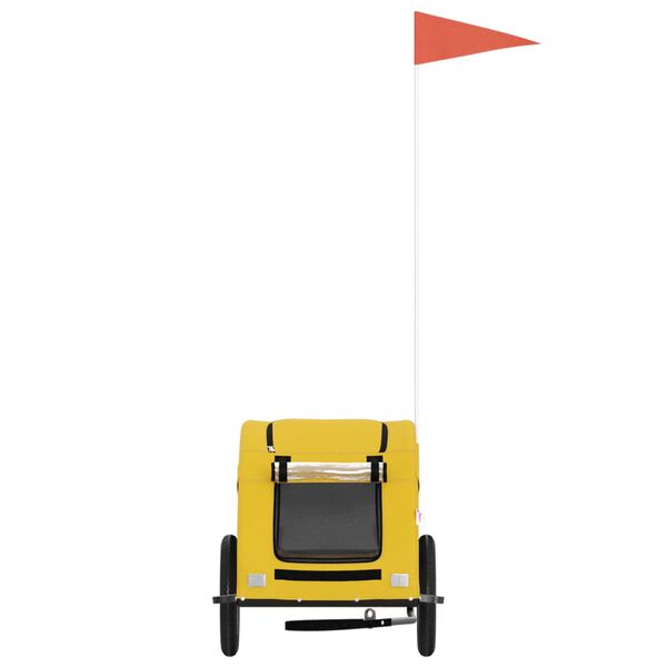 vidaXL Dviračio priekaba augintiniams, geltona, audinys/geležis