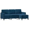 vidaXL Trivietė sofa su pakoja, mėlynos spalvos, 180cm, aksomas