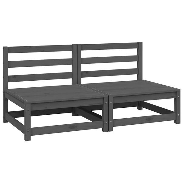 vidaXL Vidurinės sodo sofos dalys, 2vnt., pilkos, pu&scaron;ies masyvas