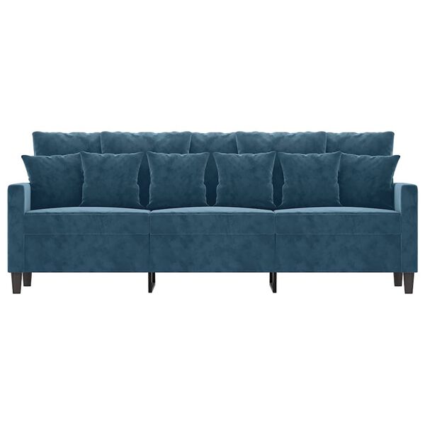 vidaXL Trivietė sofa, mėlynos spalvos, 180cm, aksomas