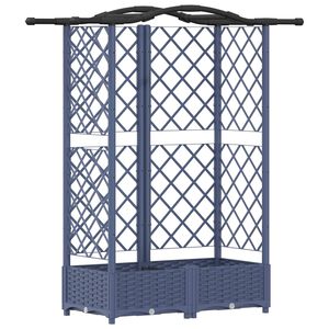 vidaXL Pakeltas lovas su trelėmis ir stogu Pilka 124 x 40 x 123 cm PP