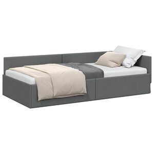 vidaXL Kampinė lovos konstrukcija Tamsiai pilka 80 cm x 200 cm audinys