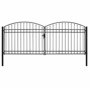 vidaXL Tvoros vartai ASSEN, dvigubos durys su arkine vir&scaron;umi, plienas, 400x175 cm