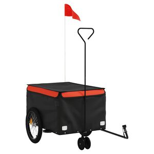 vidaXL Dviračio priekaba, juodos ir oranžinės spalvos, 30kg, geležis