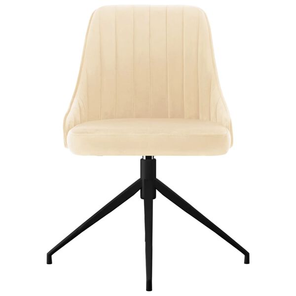 vidaXL Valgomojo kėdės, 6vnt., kreminės spalvos, aksomas