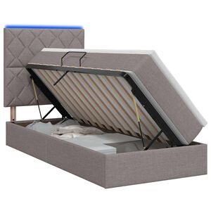 vidaXL LED saugojimo lova su čiužiniu Taupe 100 x 200 cm Audinys