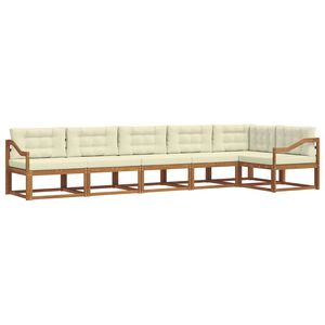 vidaXL Lauko sofos komplektas su pagalve 6 pcs Natūralus ir grietinėlė