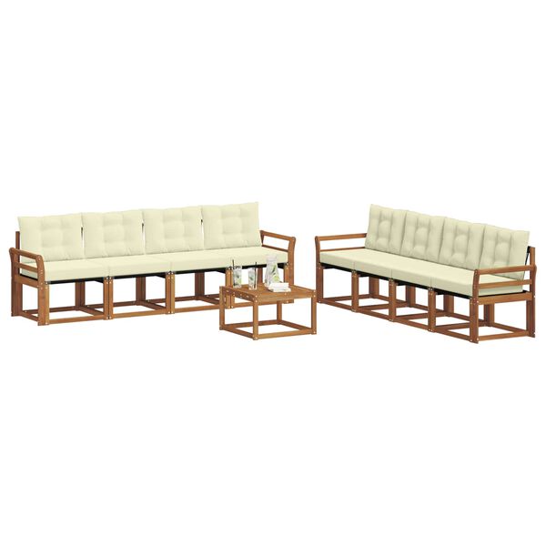 vidaXL Lauko sofos komplektas su pagalve 9 pcs Natūralus ir grietinėlė