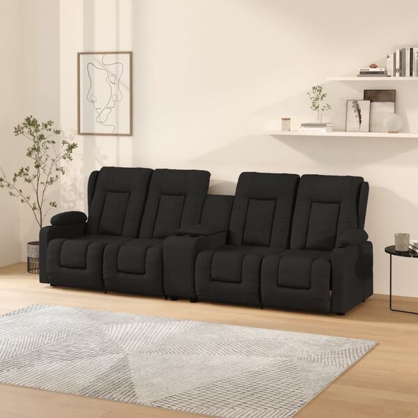 vidaXL Keturvietis atlošiamas masažinis krėslas, juodas, audinys