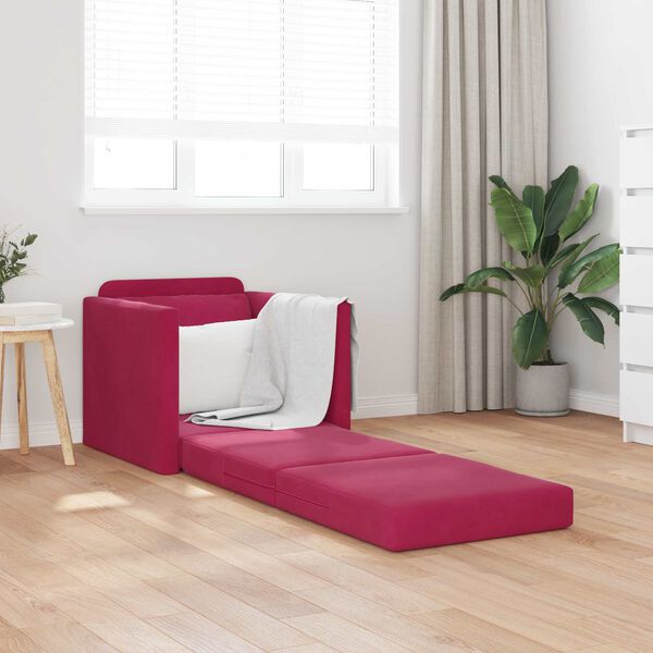 vidaXL Sofa lova 60cm Vyno raudona Aksomas