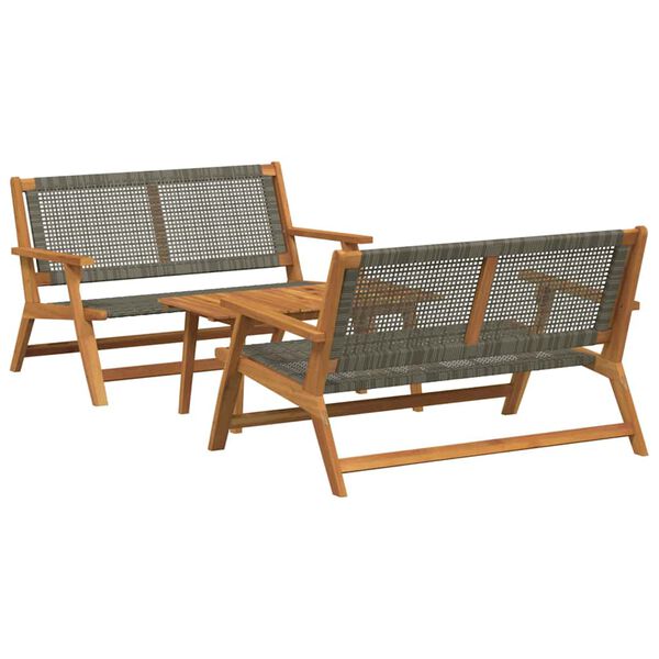 vidaXL Sodo kėdės su stalu 3 pcs Pilka 90 x 45 x 40 cm