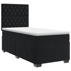 vidaXL Spyruoklinė lova su čiužiniu Juoda 80 x 200 cm Aksomas