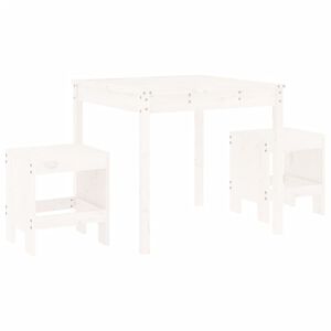 vidaXL Sodo bistro baldų komplektas, 3 dalių, baltas, pu&scaron;ies masyvas