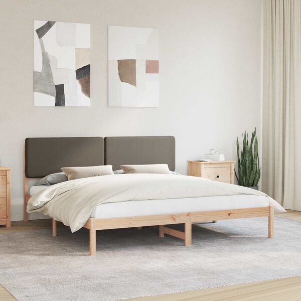 vidaXL Lovo rėmas su apmu&scaron;tu galvūgaliu Taupe 180 x 200 cm