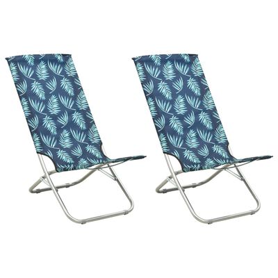 vidaXL Sulankstomos paplūdimio kėdės, 2vnt., audinys, su lapais