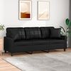 vidaXL Trivietė sofa su pagalvėlėmis, juoda, 180cm, dirbtinė oda