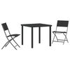 vidaXL Sodo valgomojo komplektas 3 pcs Juoda